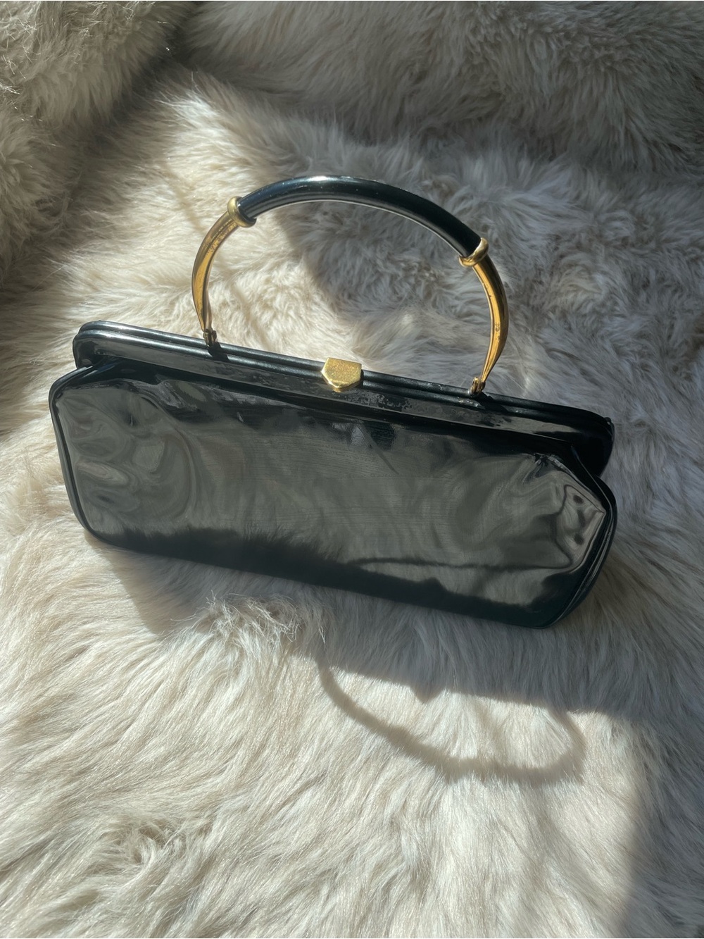 Vintage MM Black Patent Top-Handle Women's Bag